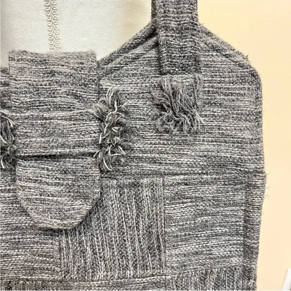 Vintage Au Terroir Hand Loomed Wool Tote Bag - Made in Quebec Canada 🇨🇦 - Picture 3 of 13